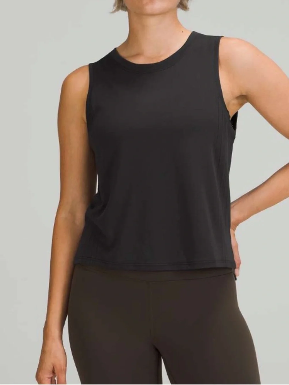 Lululemon Black Train To Be Tank Top Crop Mesh Neutral Workout Running Gym Sz 12 - Picture 1 of 8